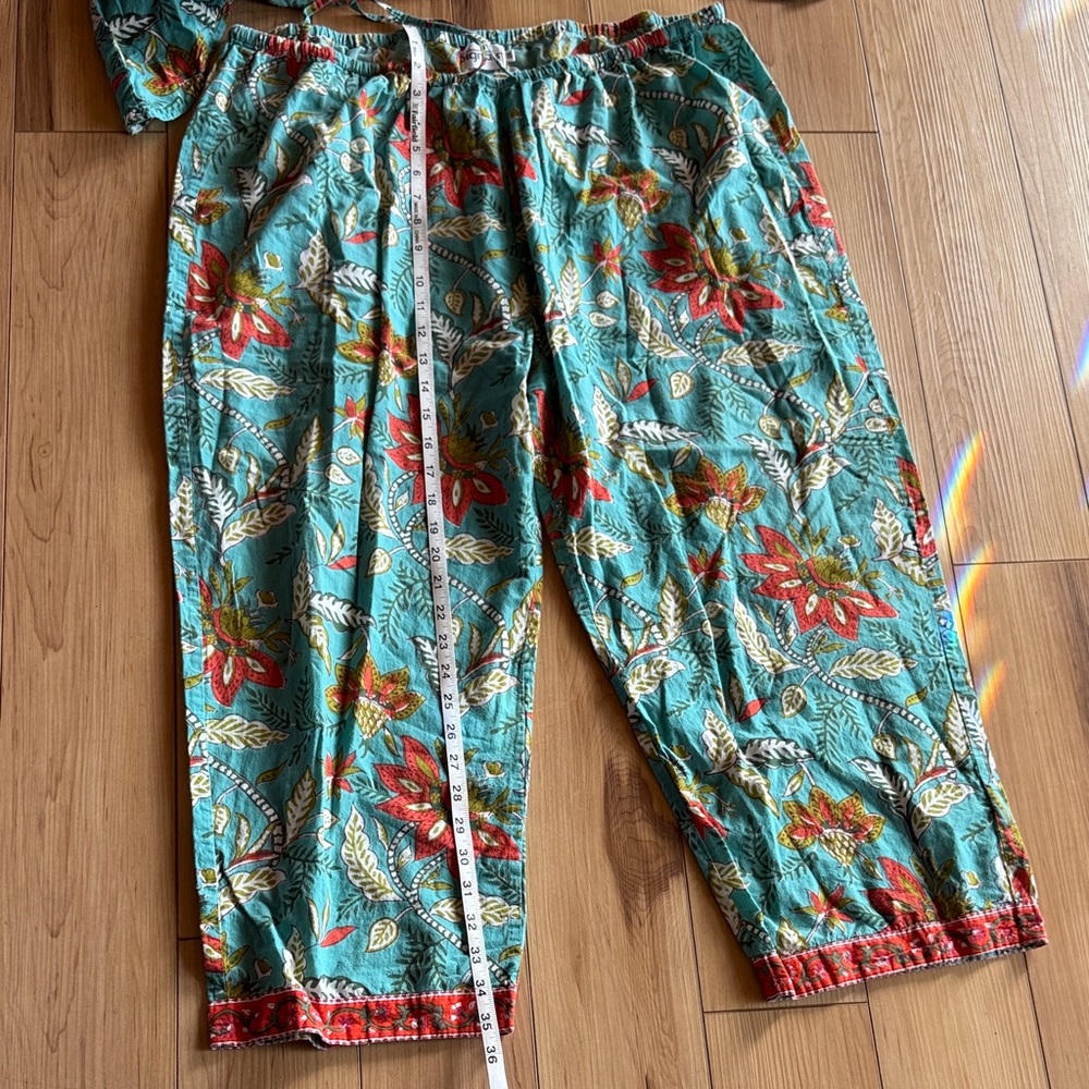 Signals Floral Women's Pajama Set - Teal and Red - Orange - Picture 5 of 6